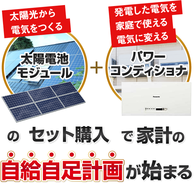 太陽電池モジュールとパワーコンディショナーのセット購入で家計の自給自足計画が可能に！